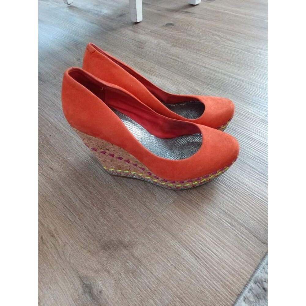 Gianni Bini orange wedges cork soles 8.5